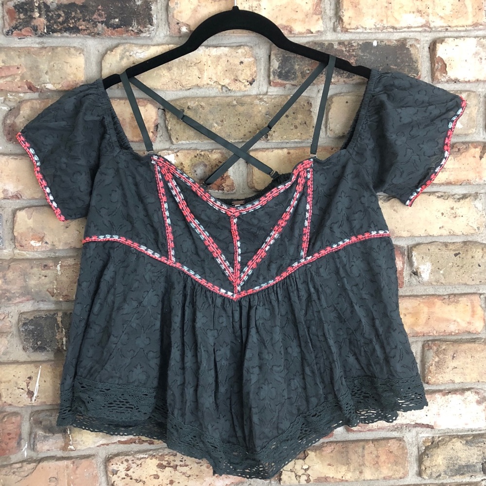 Free People Off the Shoulder Crop Top
